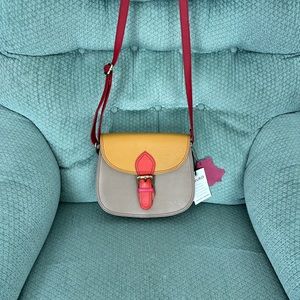 Soruka Ally Recycled Sustainable Leather Handmade Saddle Crossbody Bag Purse